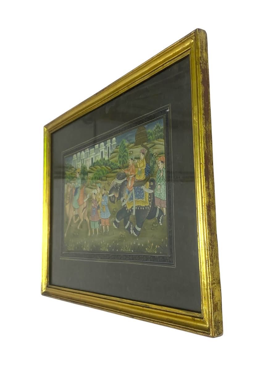 Rare Antique Persian Iranian Painting – Hand-Painted with Original Wooden Frame tableaux