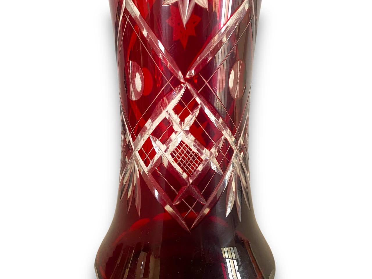 Vintage Egermann Bohemian Crystal Vase – Hand-Cut