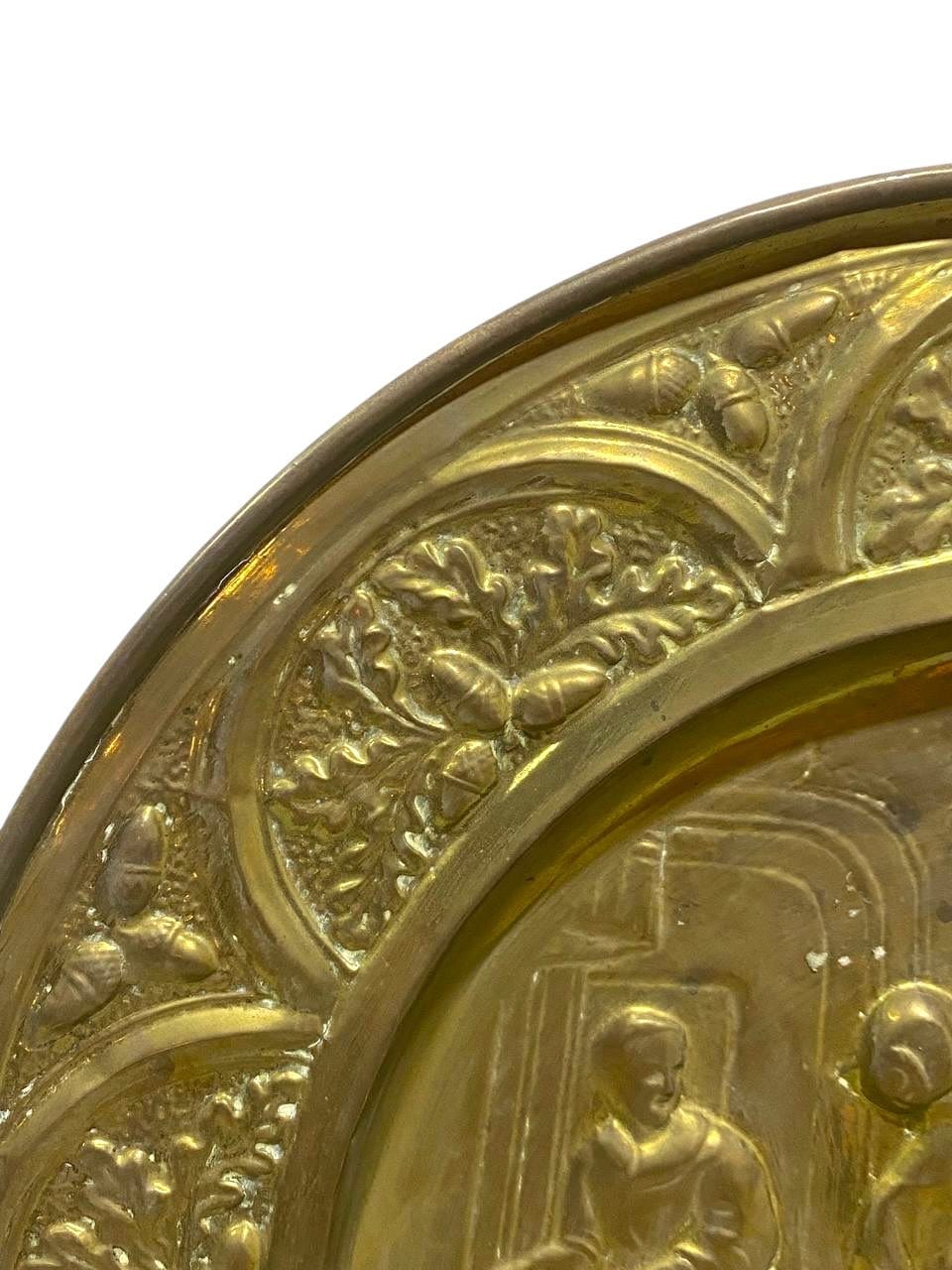 Antique English Bronze Tray – Hand-Hammered Engraving