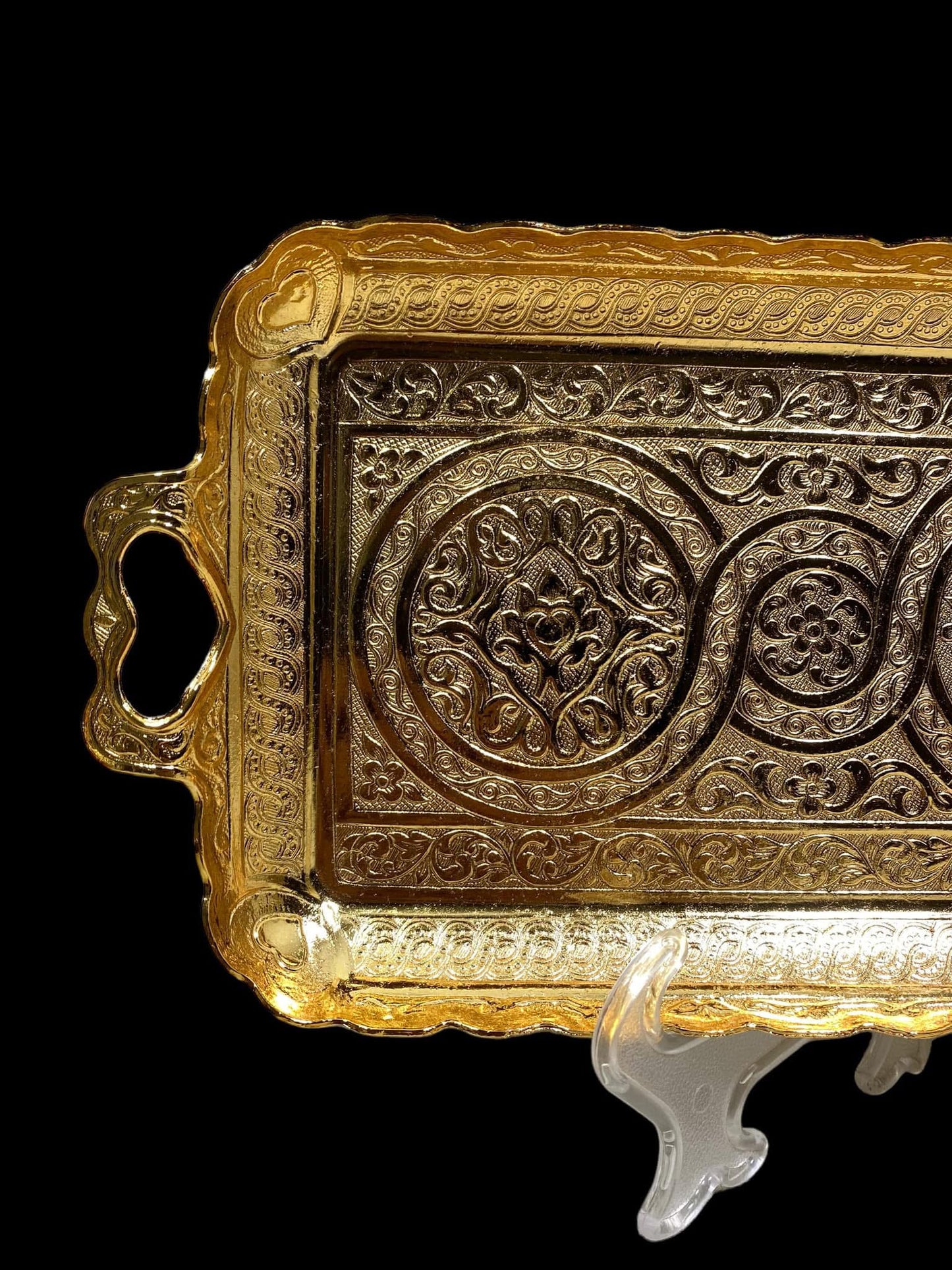 Turkish Serving Tray – Gazi Brand, Hand-Engraved Semi-Bronze
