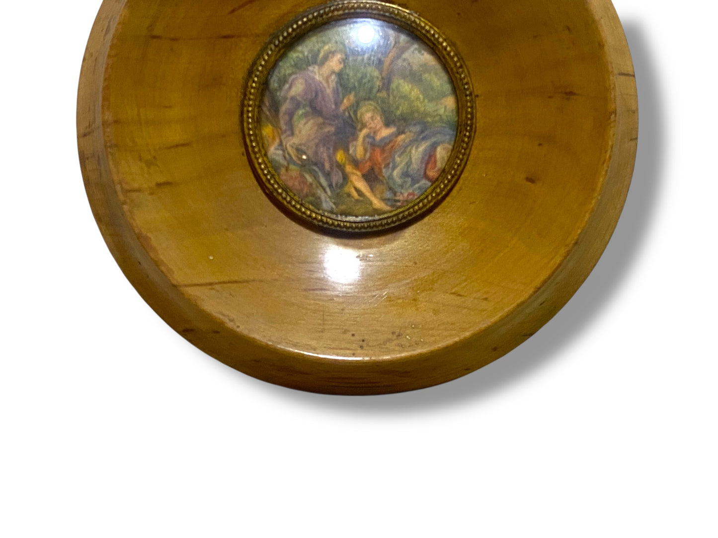 Set of 2 Original French Antique Miniatures — Hand-Painted in Oil with Solid Oak Frames