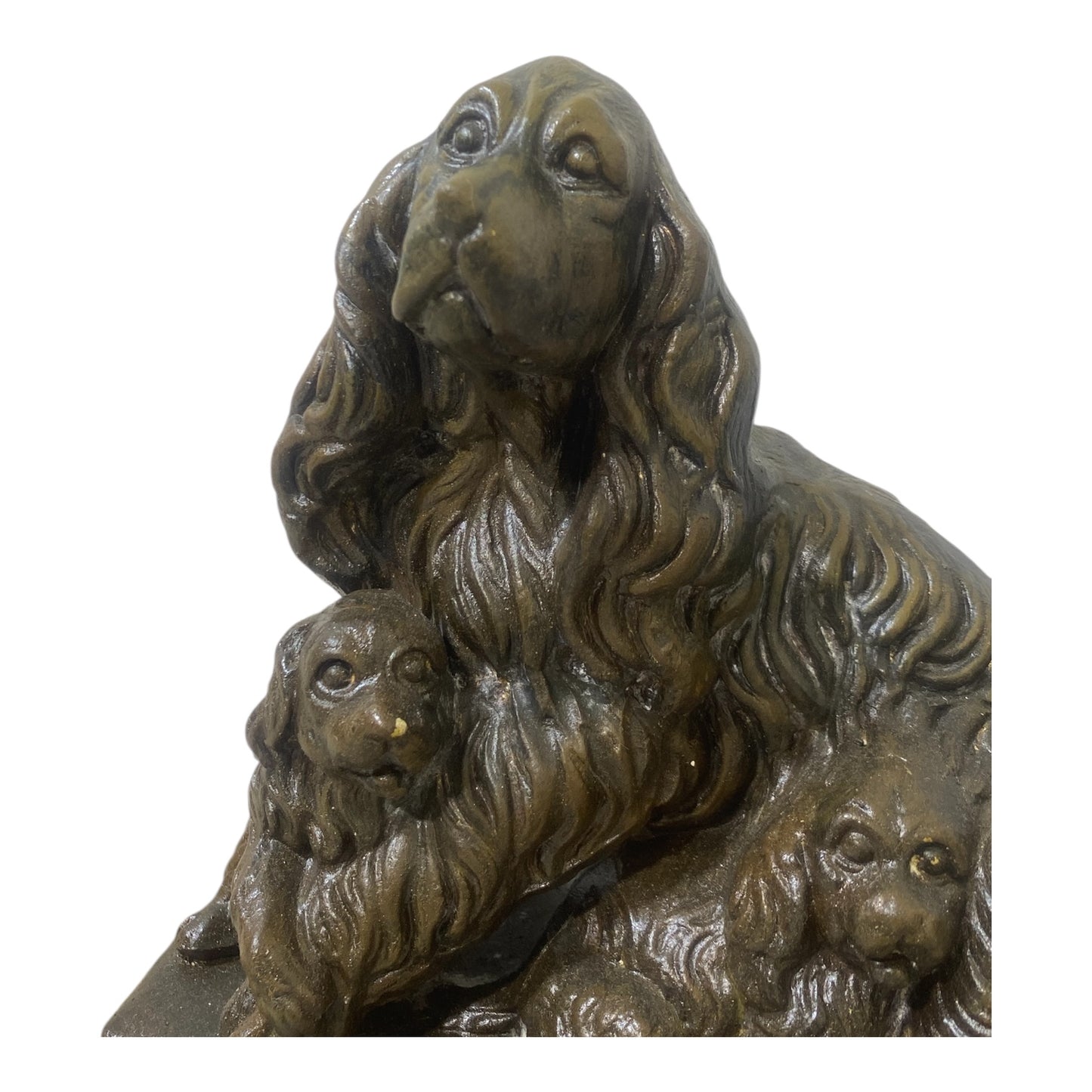 Rare Antique French Semi-Bronze Centerpiece – Hand-Carved with three Dog Figures