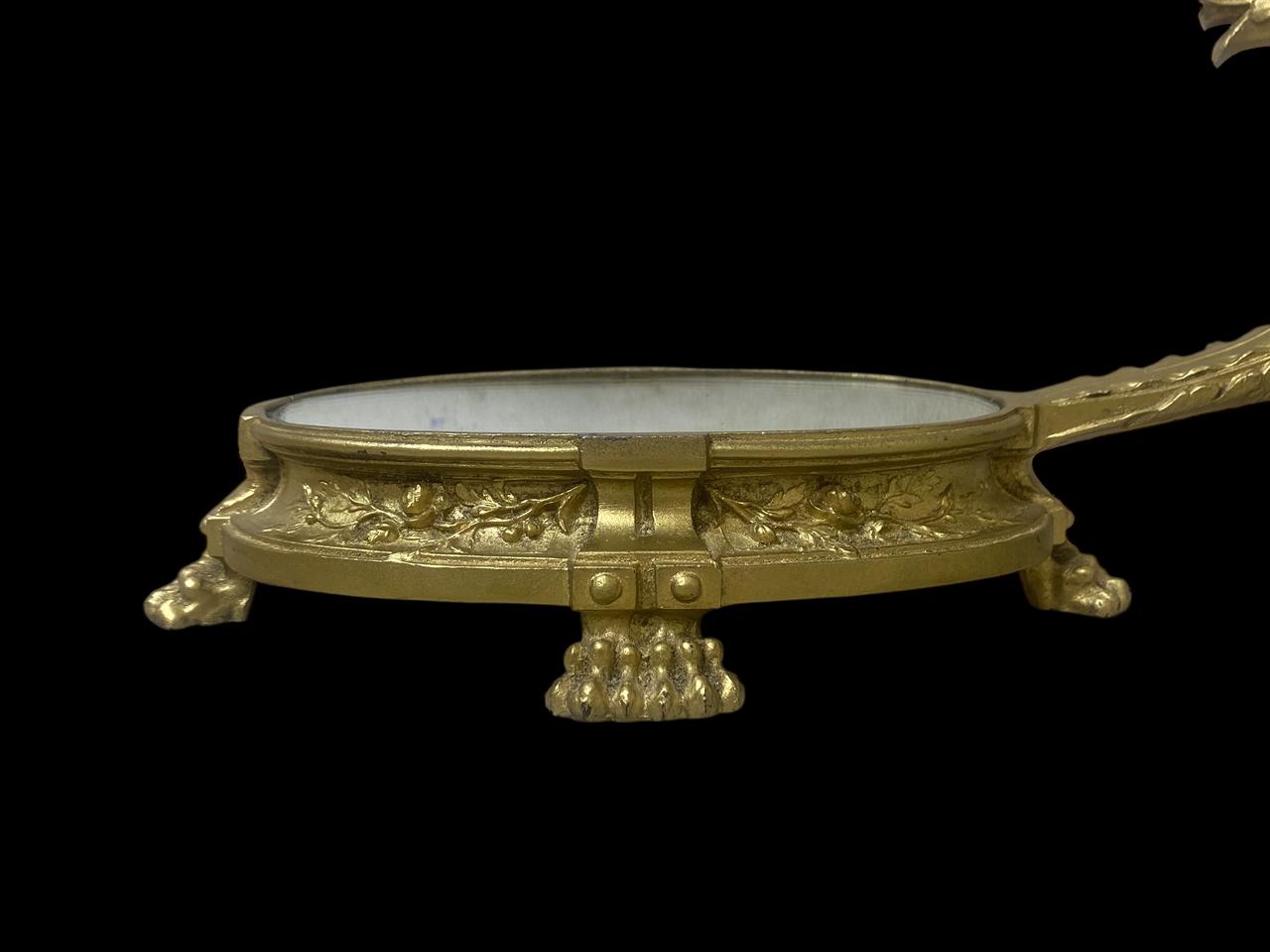 Authentic 19th Century Antique French Centerpiece – Solid Bronze with Hand-Engraved Details & Mirrored Top
