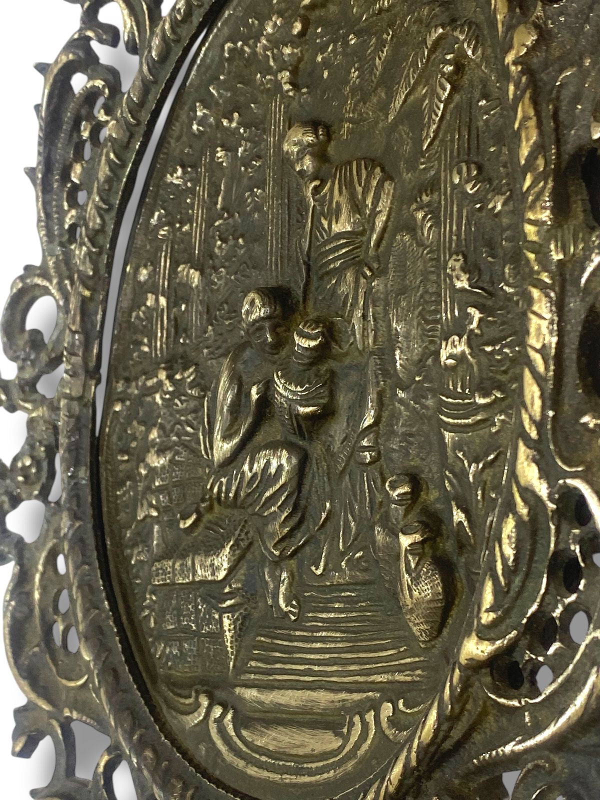 Antique European Bronze Wall Tableau – Large, Heavy & Hand-Engraved