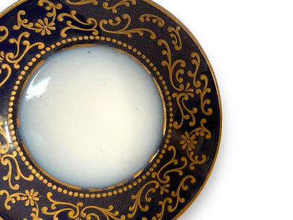 1771 Sevres Cobalt Blue and Gold Flowers Demitasse Cup and Saucer S mark 