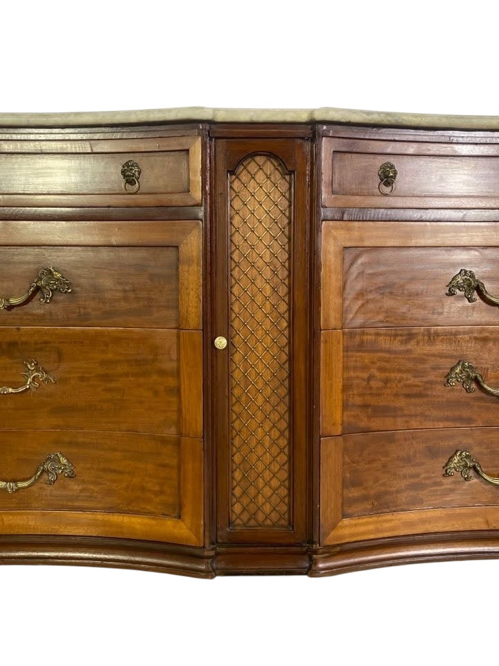 خزانة جانبية أمريكية عتيقة نادرة من ماسلو فرين - من خشب الماهوجني والبلوط مع تفاصيل برونزية