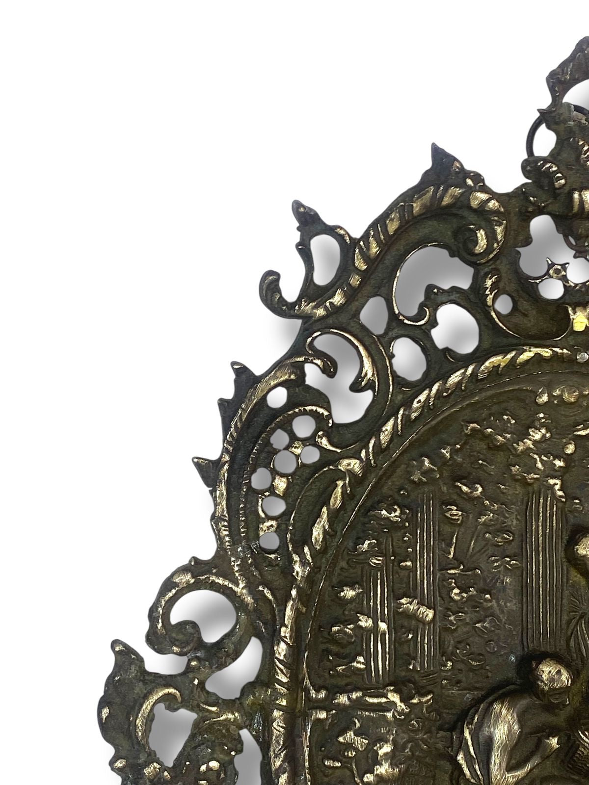 Antique European Bronze Wall Tableau – Large, Heavy & Hand-Engraved