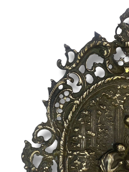 Antique European Bronze Wall Tableau – Large, Heavy & Hand-Engraved