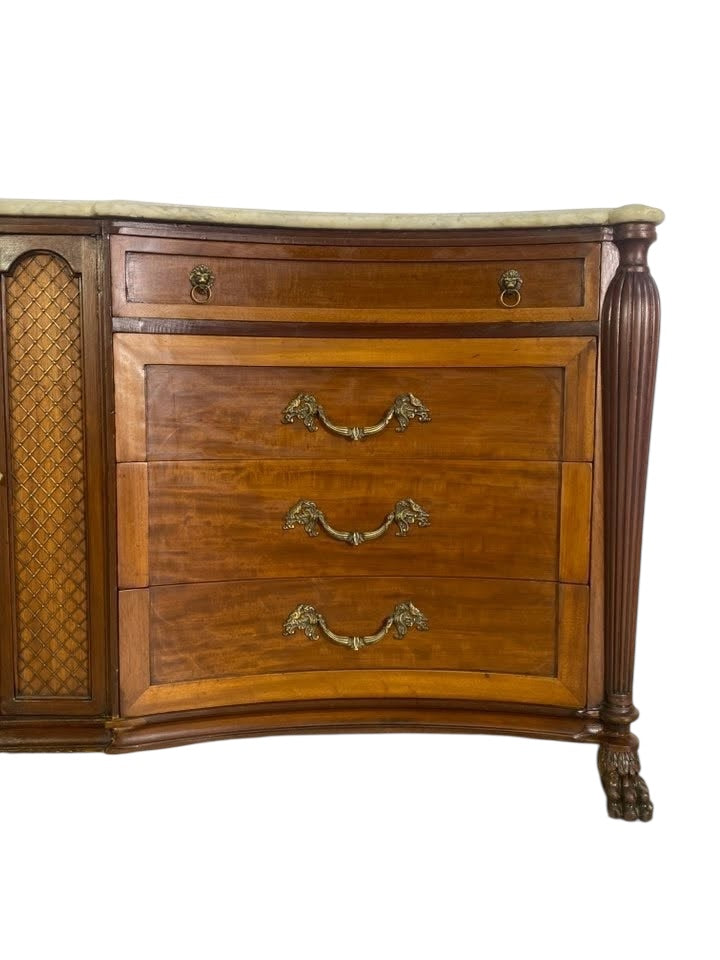 Rare Antique American Sideboard by Maslow Freen – Mahogany & Oak with Bronze Details