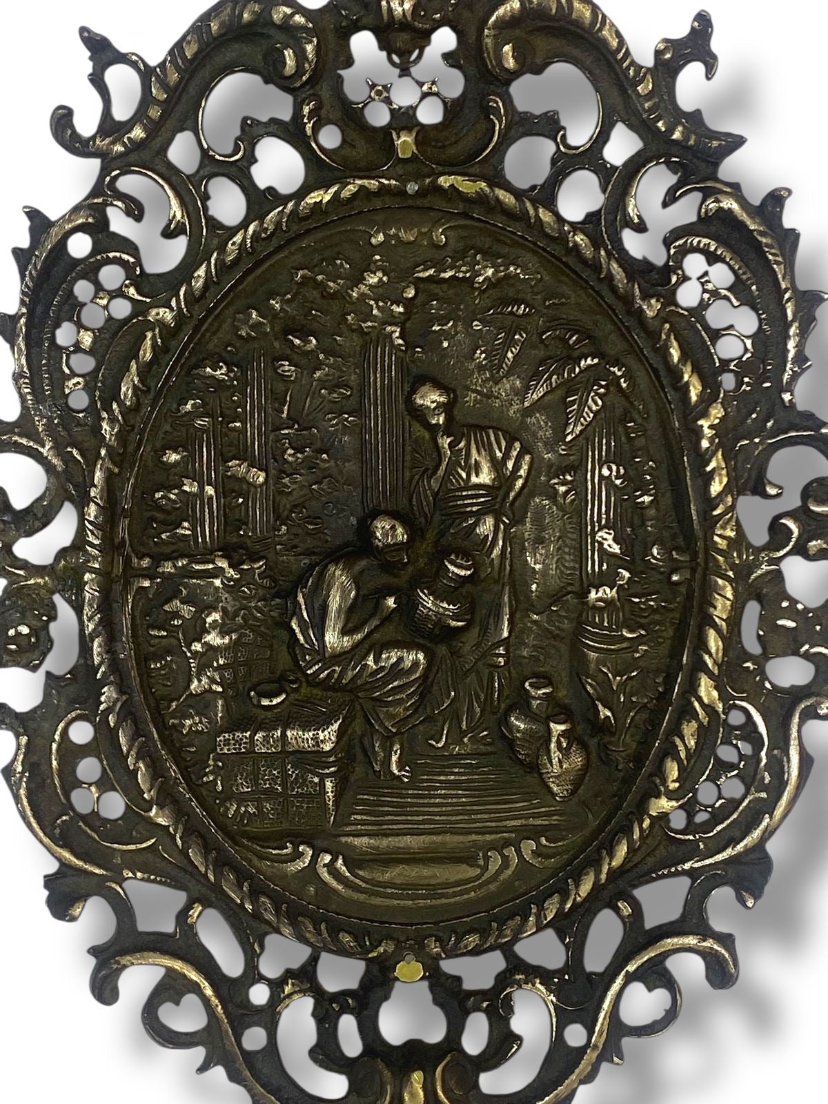 Antique European Bronze Wall Tableau – Large, Heavy & Hand-Engraved