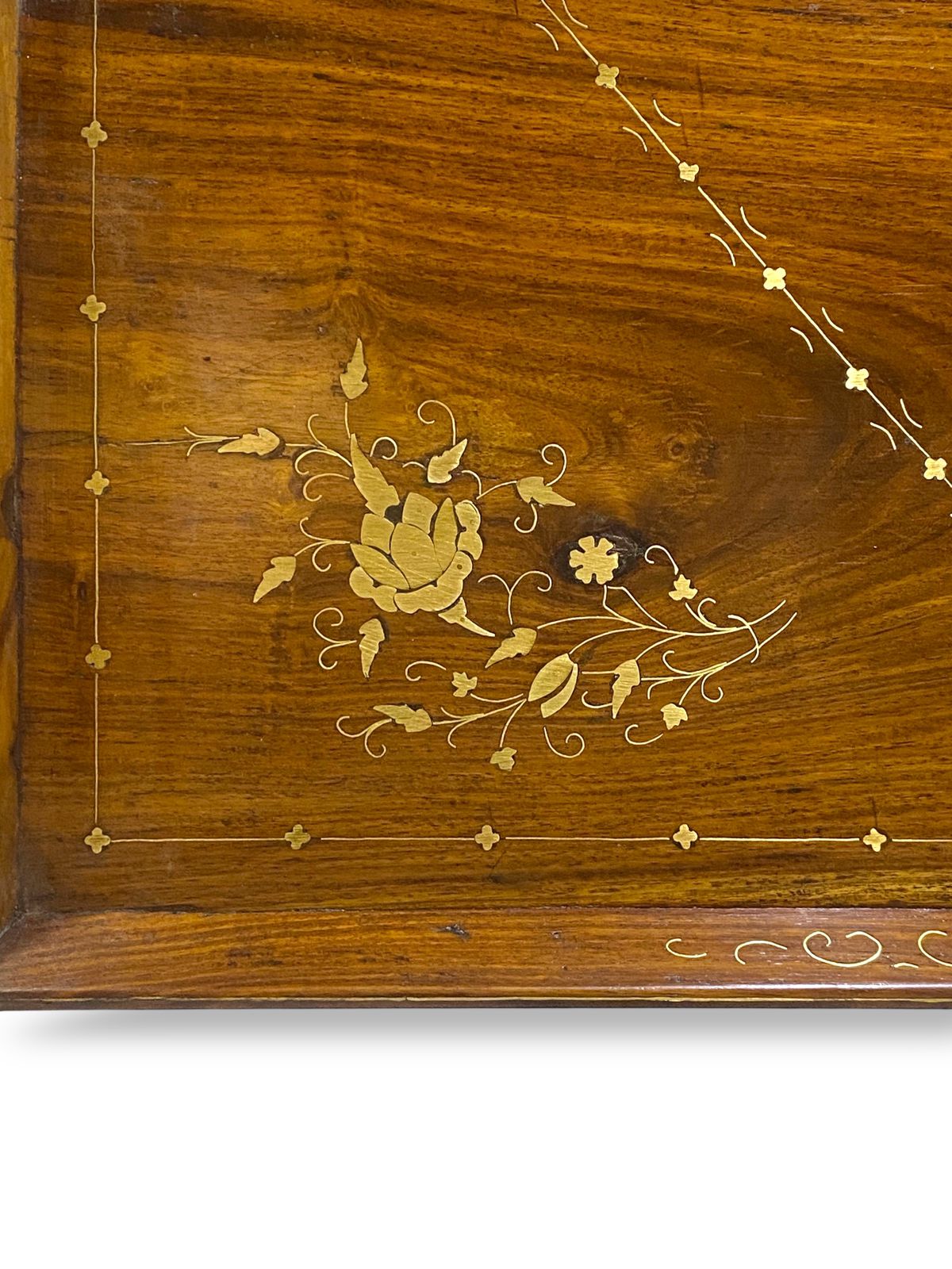 Antique Indian Rosewood Tray with brass Inlay