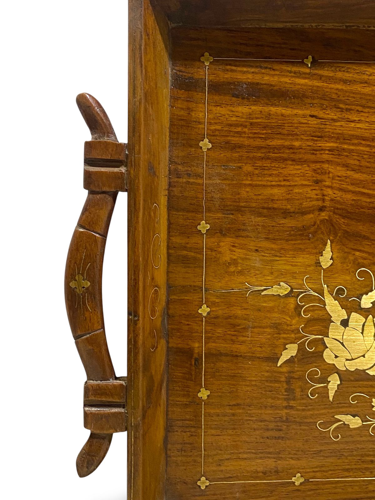 Antique Indian Rosewood Tray with brass Inlay