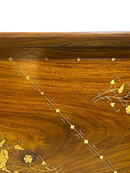 Antique Indian Rosewood Tray with brass Inlay