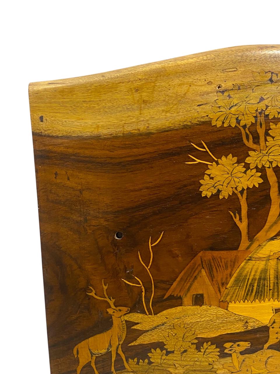 Vintage Rosewood Inlay Panel – Handcrafted Scene