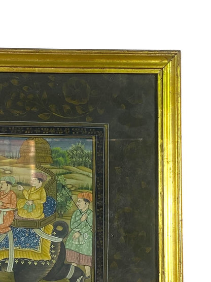 Rare Antique Persian Iranian Painting – Hand-Painted with Original Wooden Frame tableaux