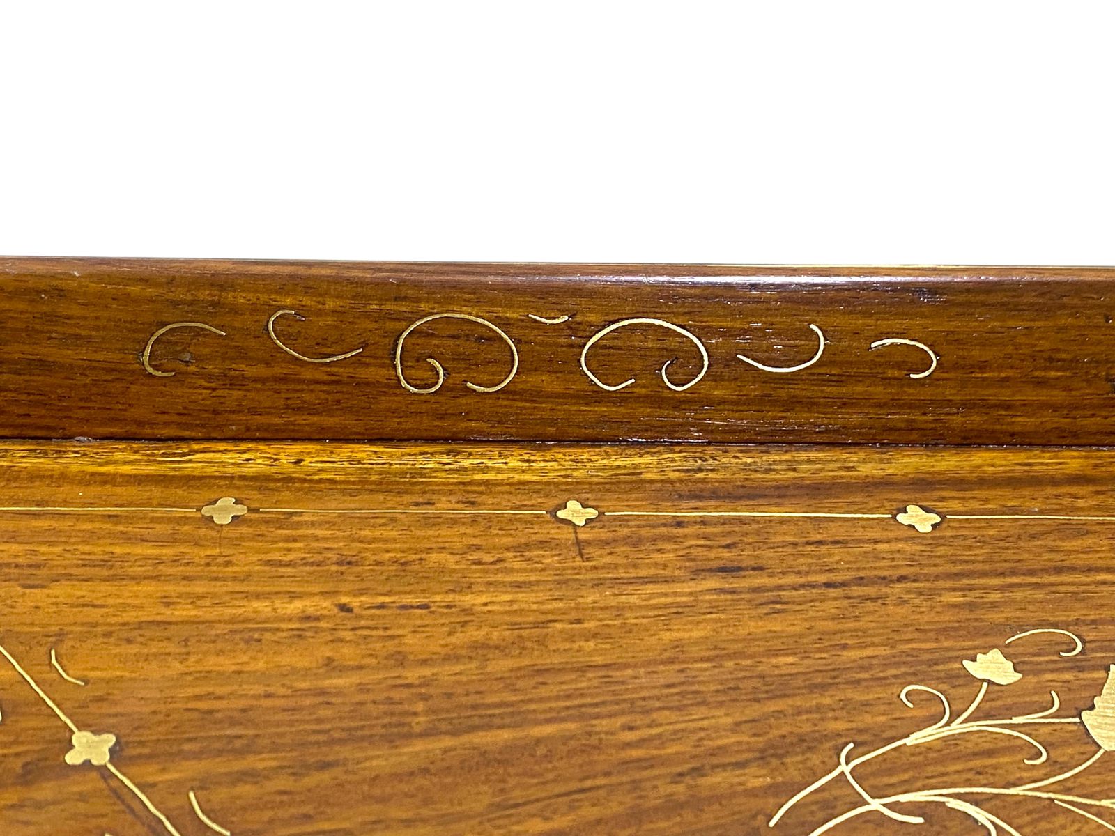 Antique Indian Rosewood Tray with brass Inlay