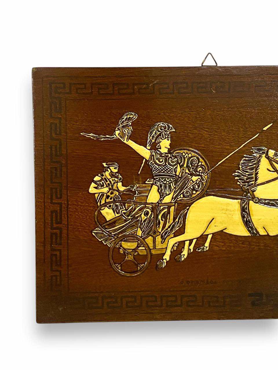 Antique Greek Oak Panel with Natural Ivory inlay tableaux