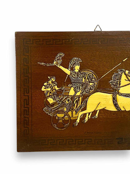 Antique Greek Oak Panel with Natural Ivory inlay tableaux