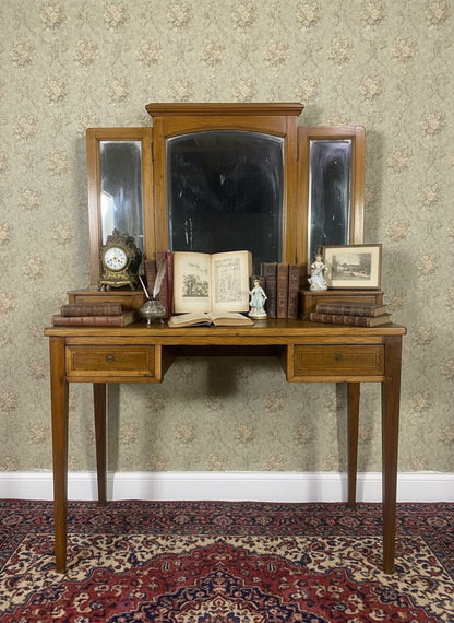 Rare 20th Century French Oak Dresser with Mirrors (Two Separate Pieces)