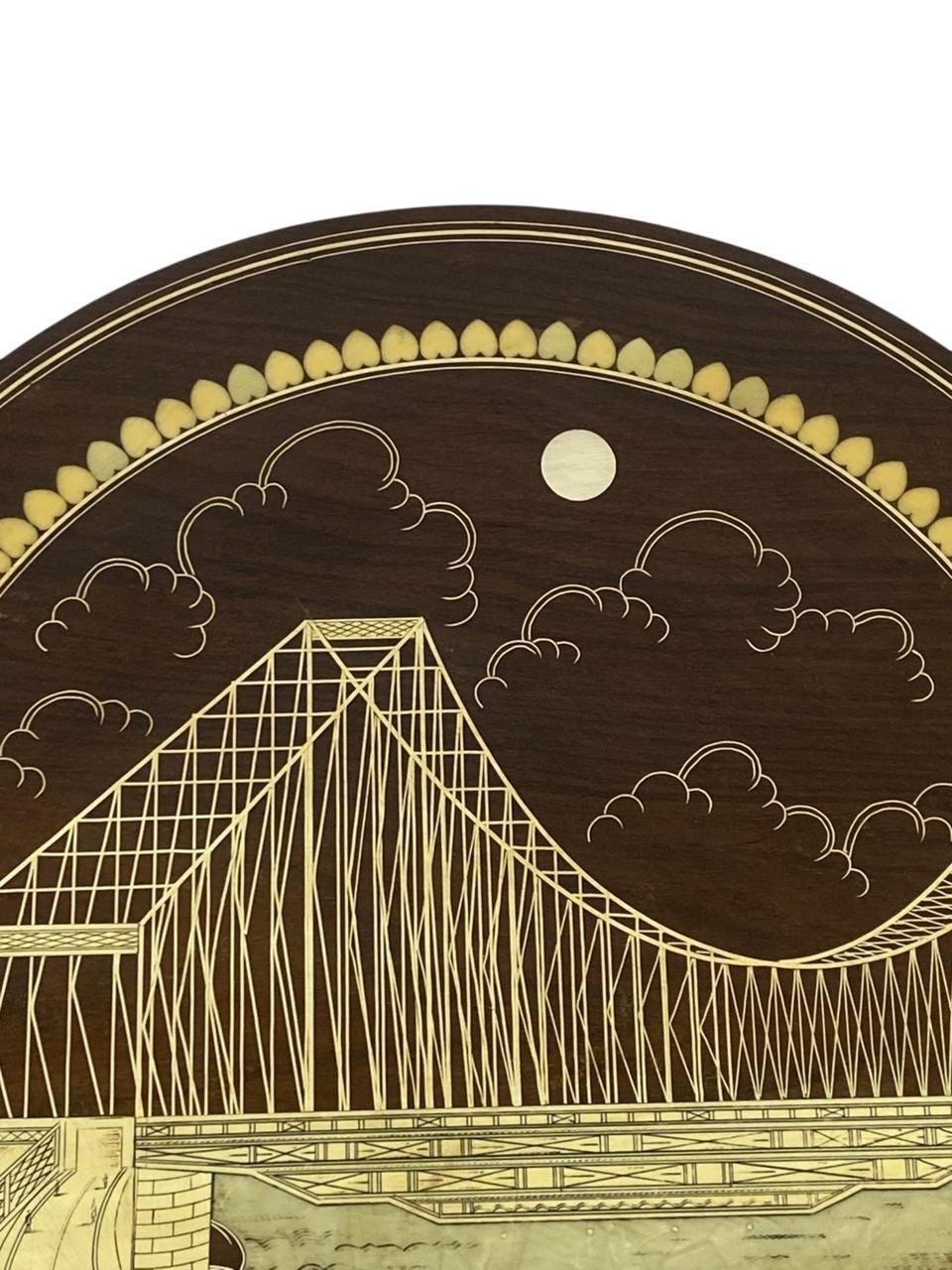 Ivory and Rosewood Carved Table 