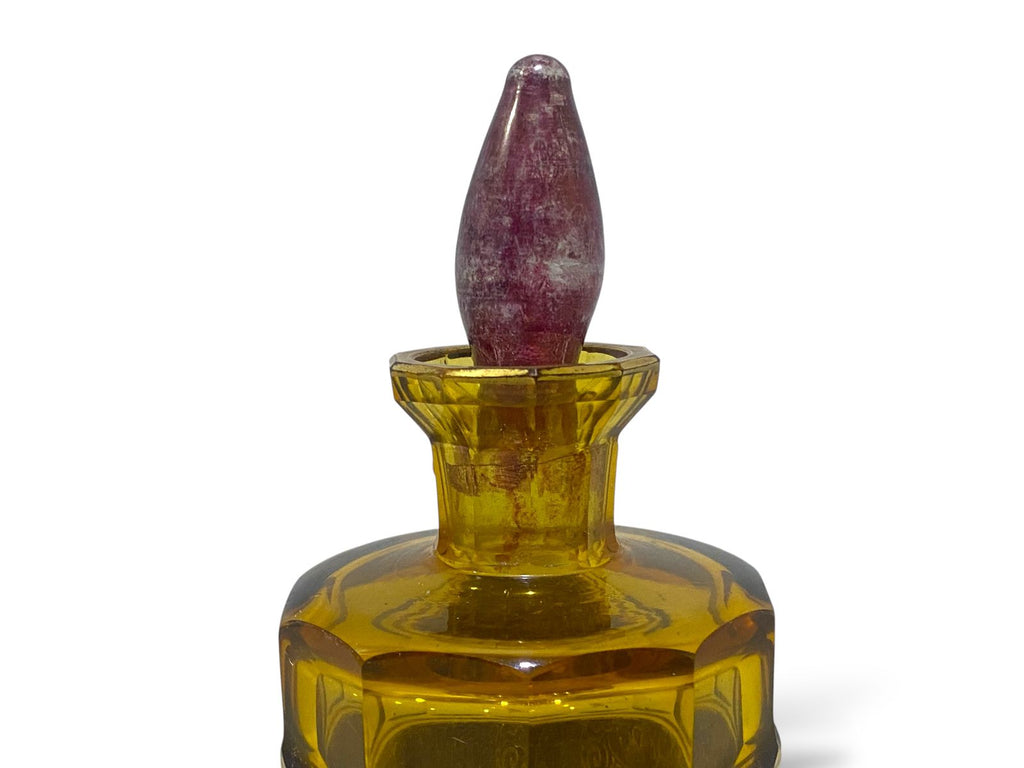 Rare Moser Karlsbad  Bohemian Crystal Carafe with Lid & Bronze Miniatures