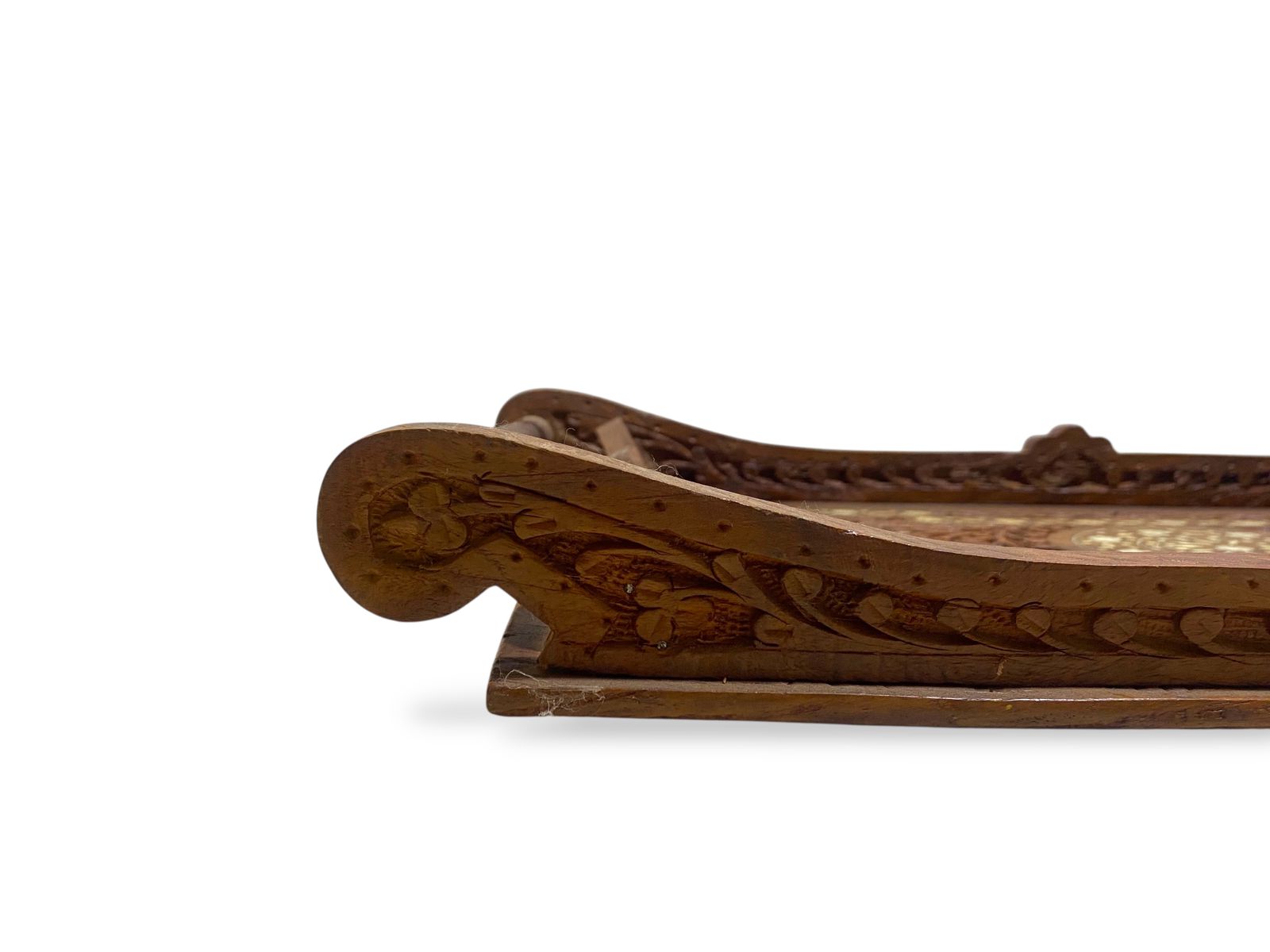 Antique Indian Rosewood Tray with Ivory Inlay