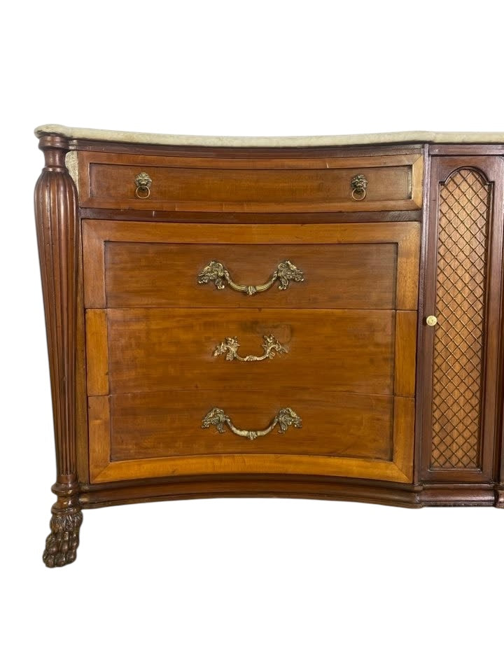 خزانة جانبية أمريكية عتيقة نادرة من ماسلو فرين - من خشب الماهوجني والبلوط مع تفاصيل برونزية