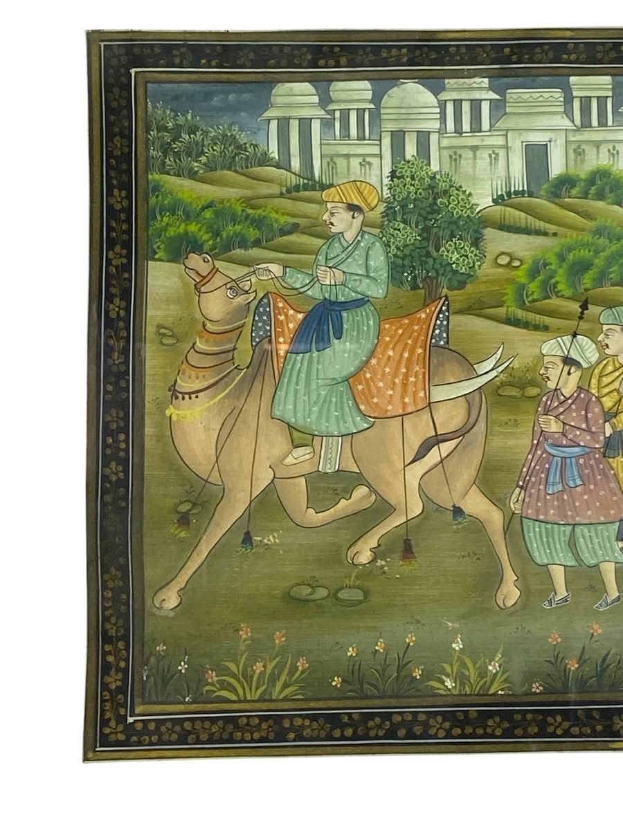 Rare Antique Persian Iranian Painting – Hand-Painted with Original Wooden Frame tableaux