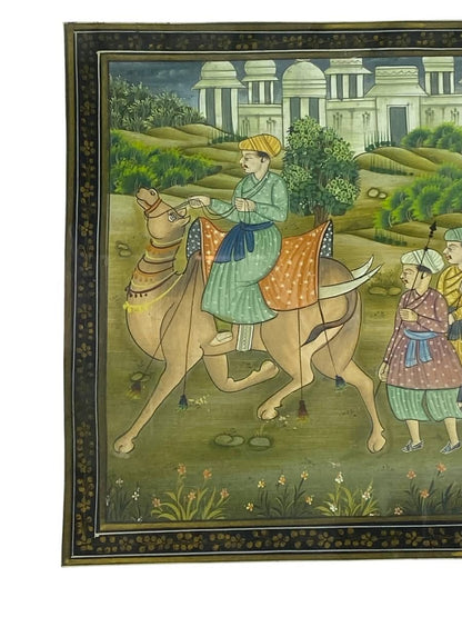 Rare Antique Persian Iranian Painting – Hand-Painted with Original Wooden Frame tableaux