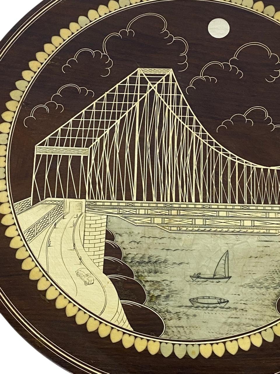 Ivory and Rosewood Carved Table 