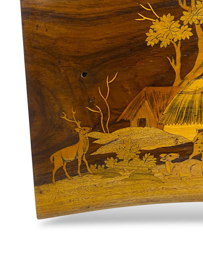 Vintage Rosewood Inlay Panel – Handcrafted Scene