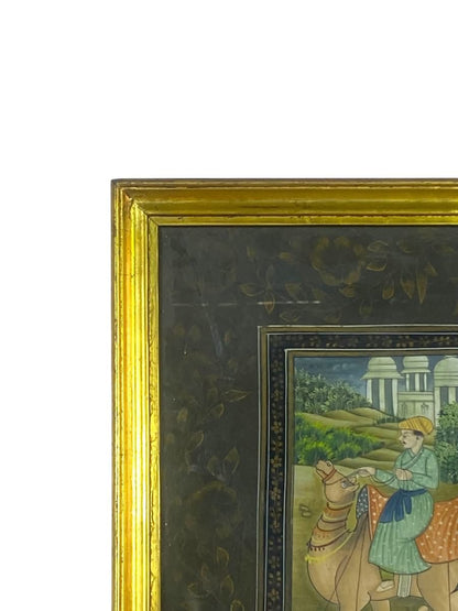 Rare Antique Persian Iranian Painting – Hand-Painted with Original Wooden Frame tableaux