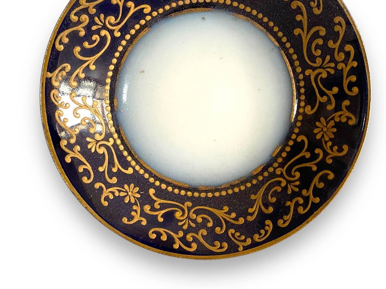 1771 Sevres Cobalt Blue and Gold Flowers Demitasse Cup and Saucer S mark 