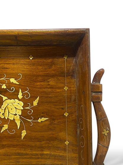 Antique Indian Rosewood Tray with brass Inlay