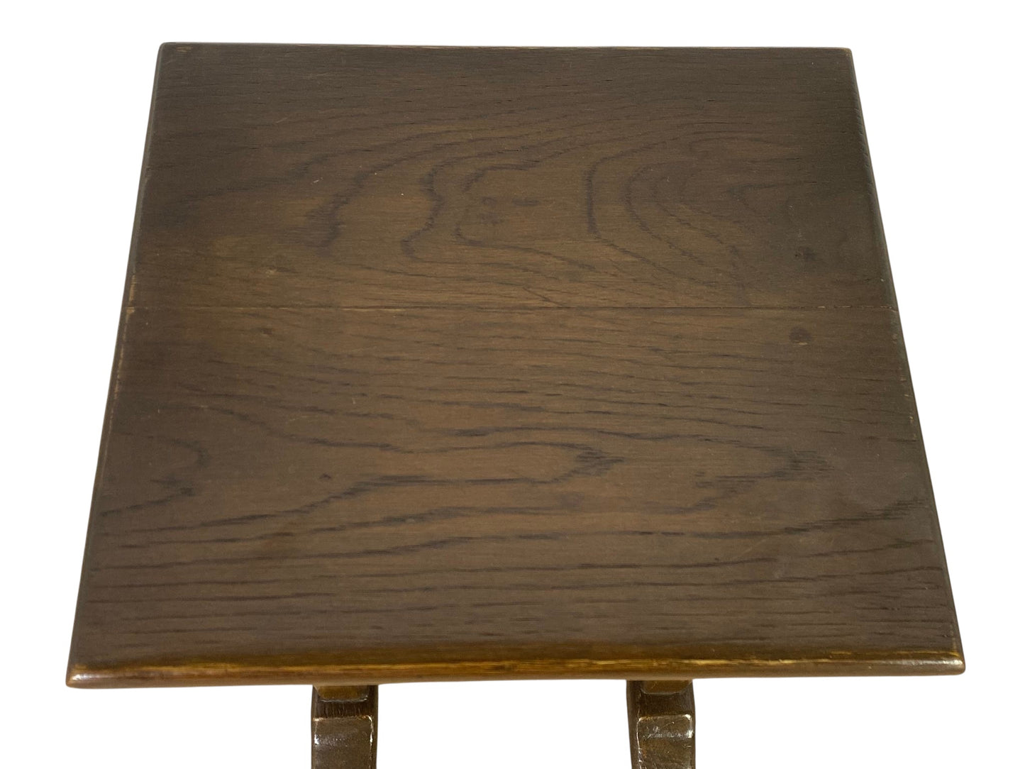 Antique German Oak Side Table – Hand-Turned, Solid Wood