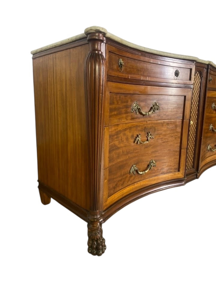 Rare Antique American Sideboard by Maslow Freen – Mahogany & Oak with Bronze Details