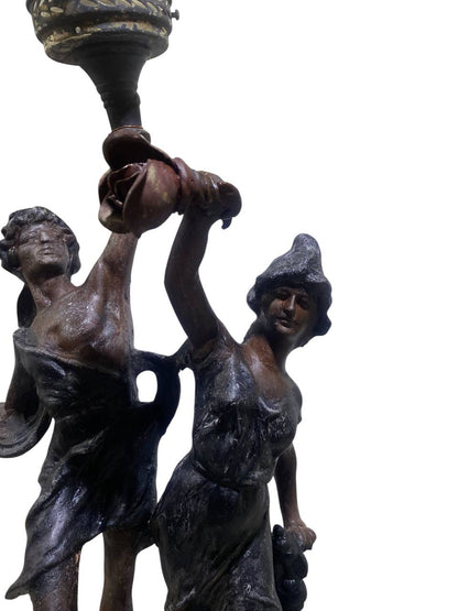 Antique Semi-Bronze French Lamp 