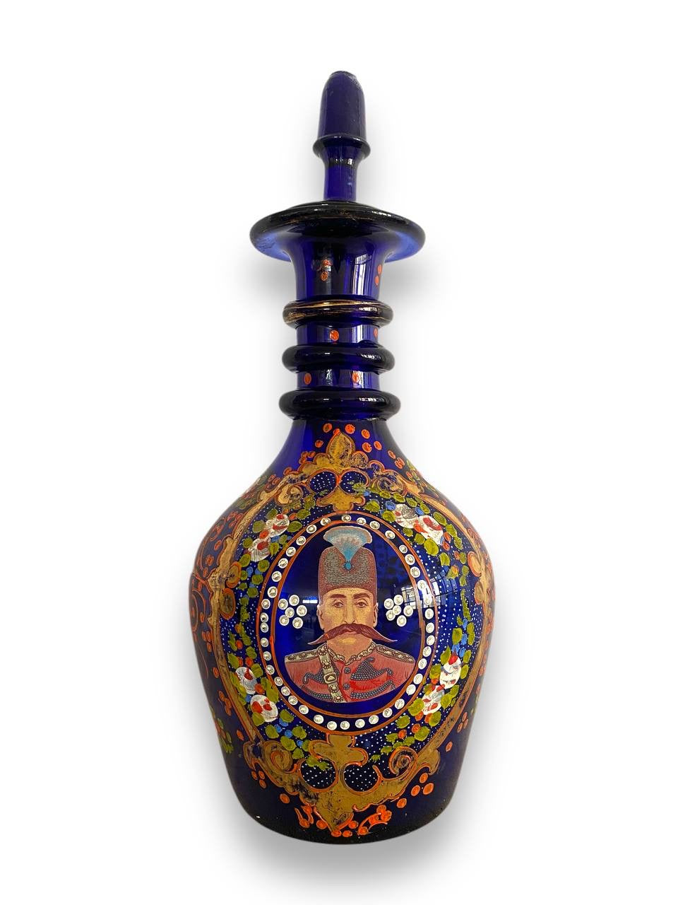 Bohemian Turkish Covered Carafe – Hand-Painted with Gold Detailing