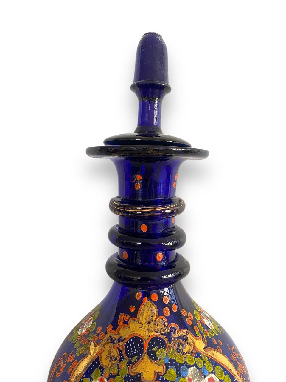 Bohemian Turkish Covered Carafe – Hand-Painted with Gold Detailing