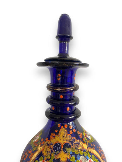 Bohemian Turkish Covered Carafe – Hand-Painted with Gold Detailing
