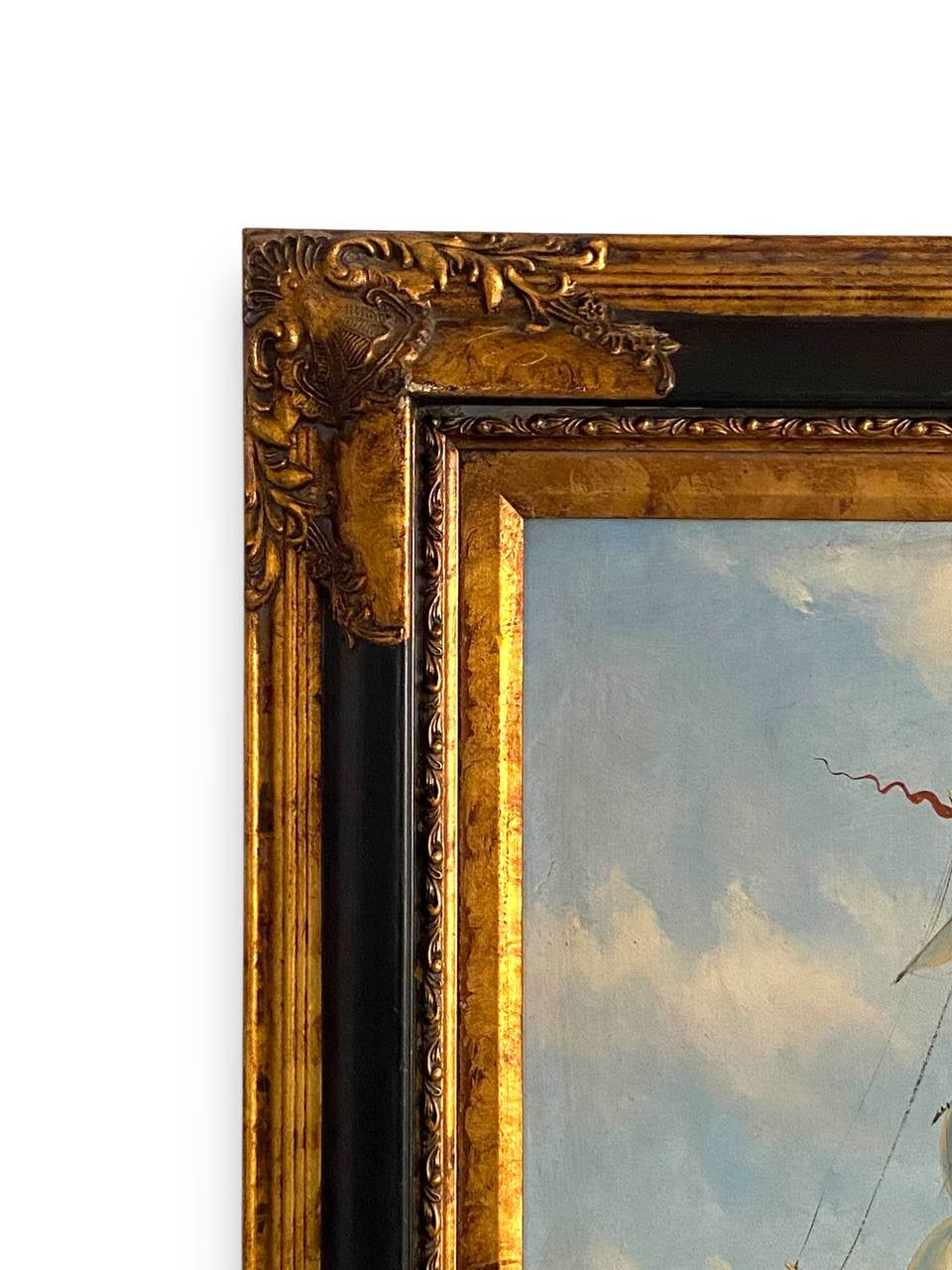 Vintage Oil Painting with Gilded Wooden Frame