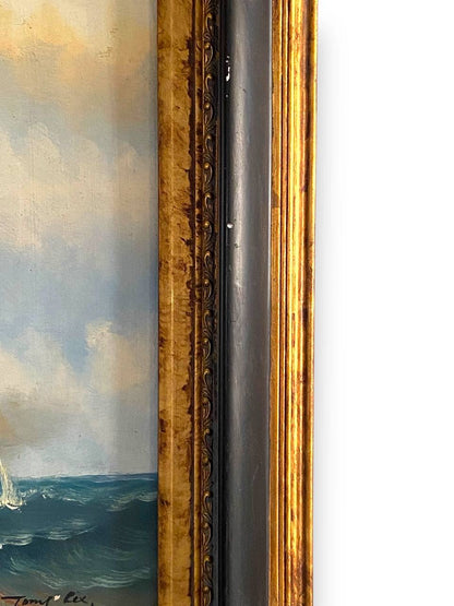 Vintage Oil Painting with Gilded Wooden Frame