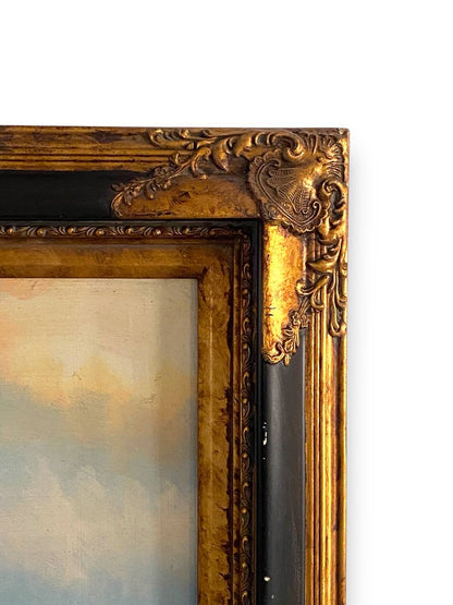 Vintage Oil Painting with Gilded Wooden Frame