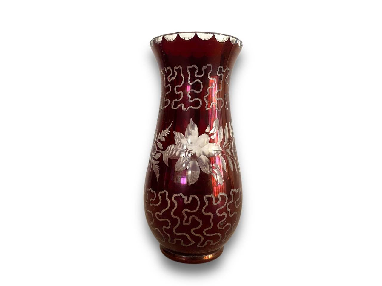 Vintage Egermann Bohemian Crystal Vase – Hand-Cut