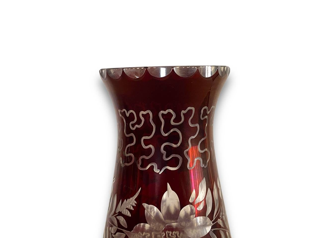 Vintage Egermann Bohemian Crystal Vase – Hand-Cut