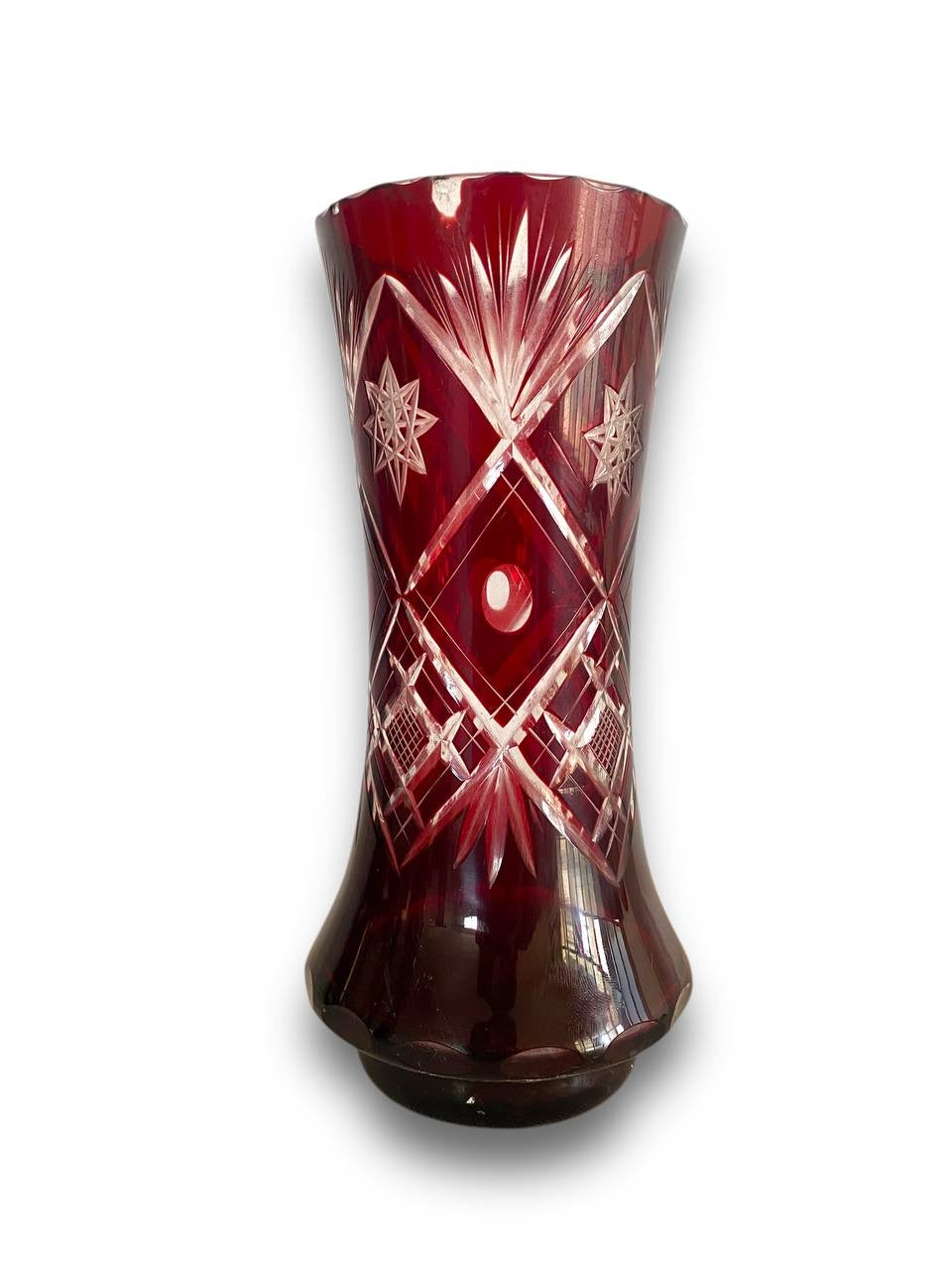 Vintage Egermann Bohemian Crystal Vase – Hand-Cut