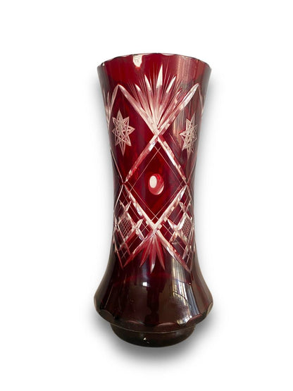 Vintage Egermann Bohemian Crystal Vase – Hand-Cut