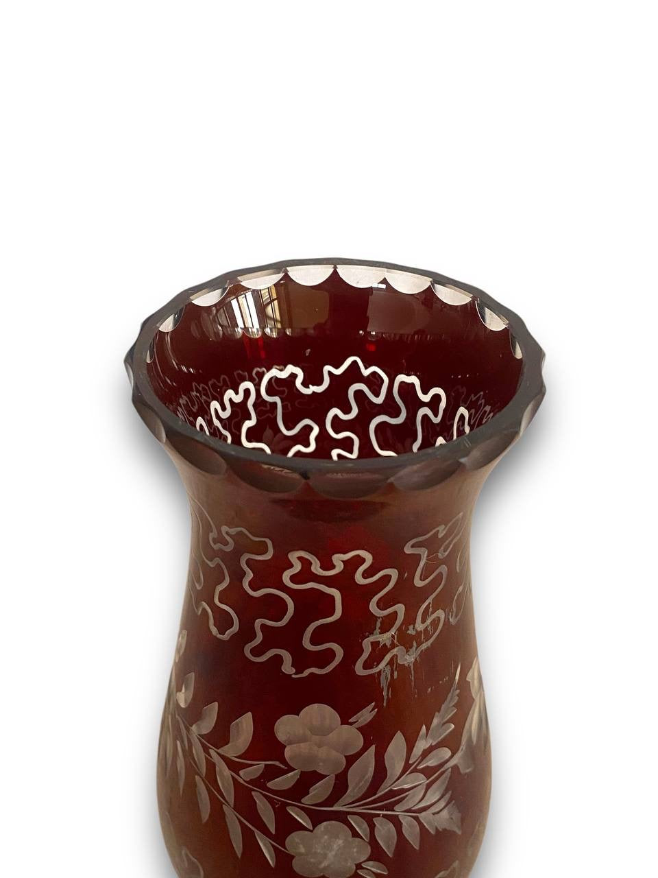 Vintage Egermann Bohemian Crystal Vase – Hand-Cut