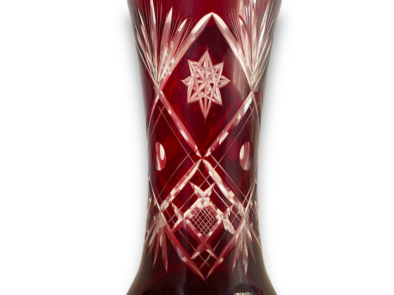 Vintage Egermann Bohemian Crystal Vase – Hand-Cut