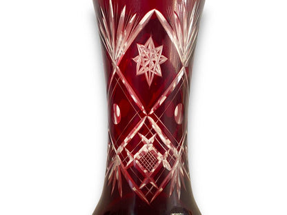 Vintage Egermann Bohemian Crystal Vase – Hand-Cut